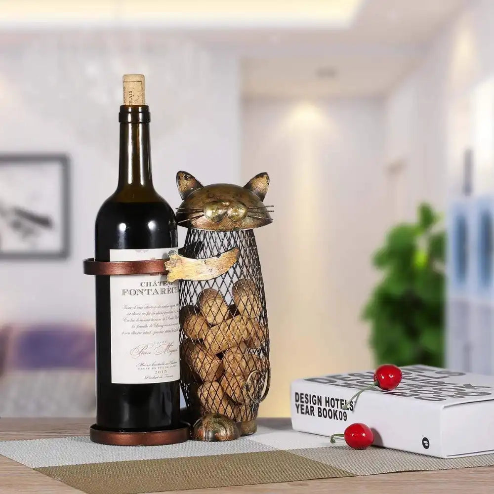 Porte-bouteille de Vin Chat Métal