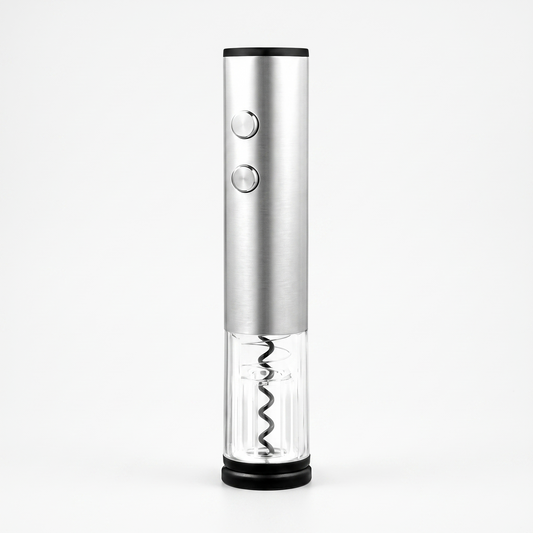 Tire-bouchon électrique rechargeable Circle Joy en inox sur fond blanc