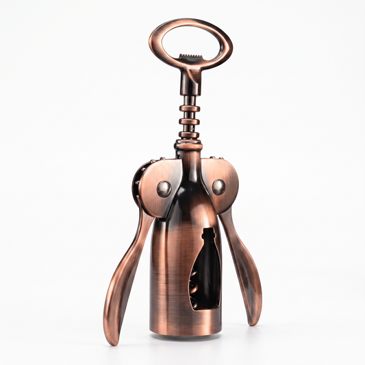 Tire-bouchon De Gaulle cuivre antique sur fond blanc