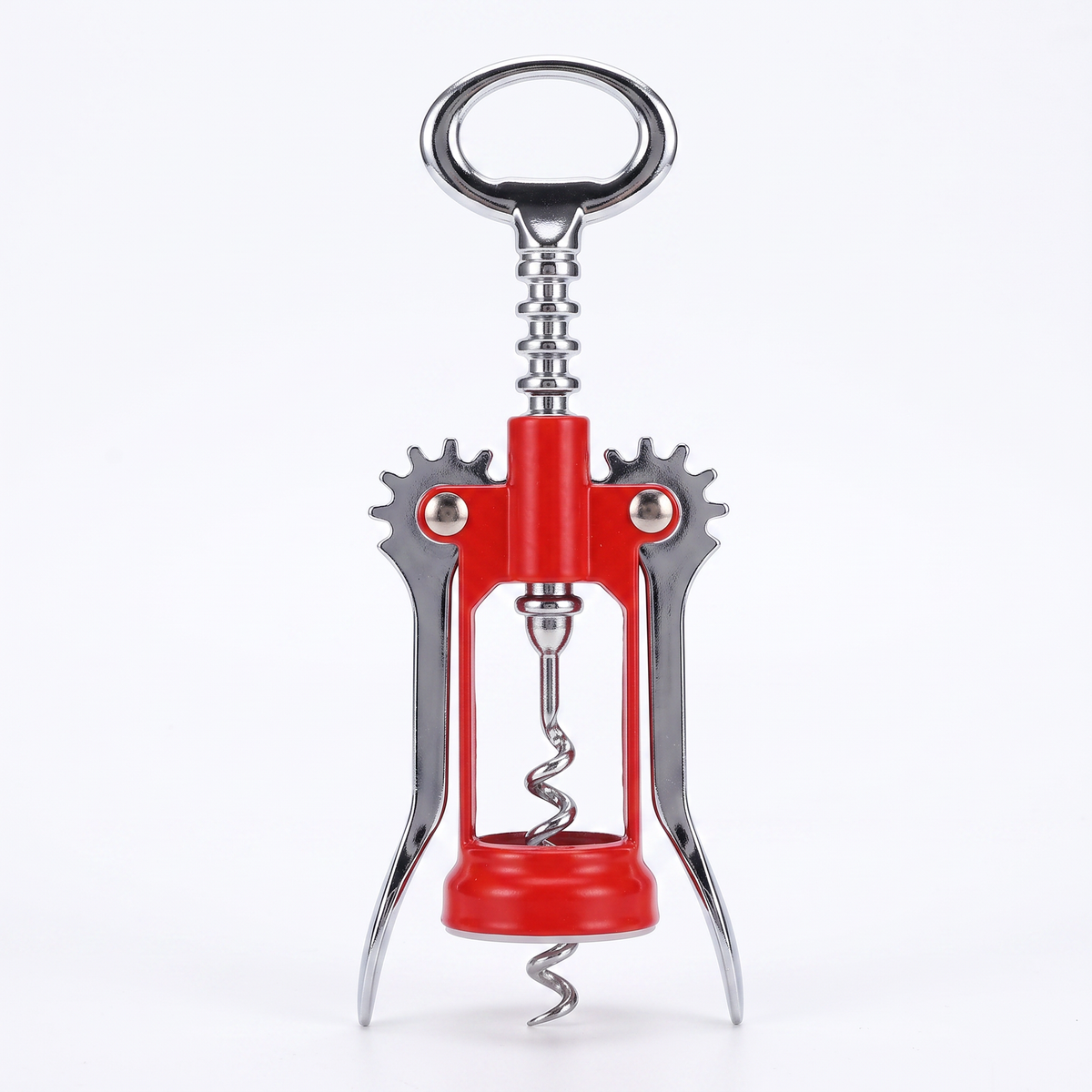 Tire-bouchon De Gaulle rouge et chrome sur fond blanc