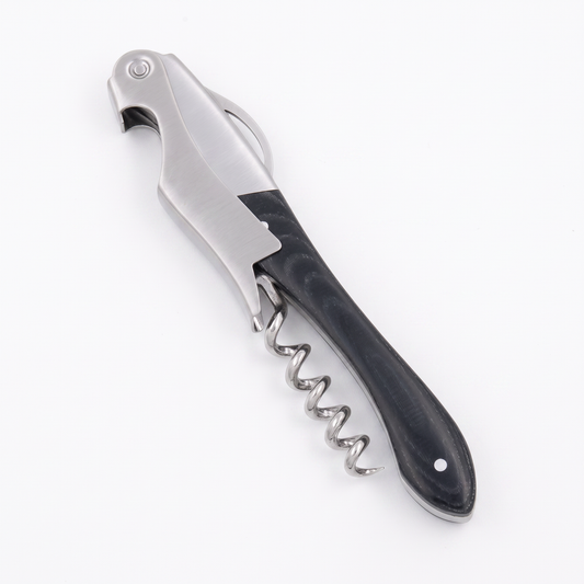 Limonadier Micarta Onyx en inox et manche noir sur fond blanc
