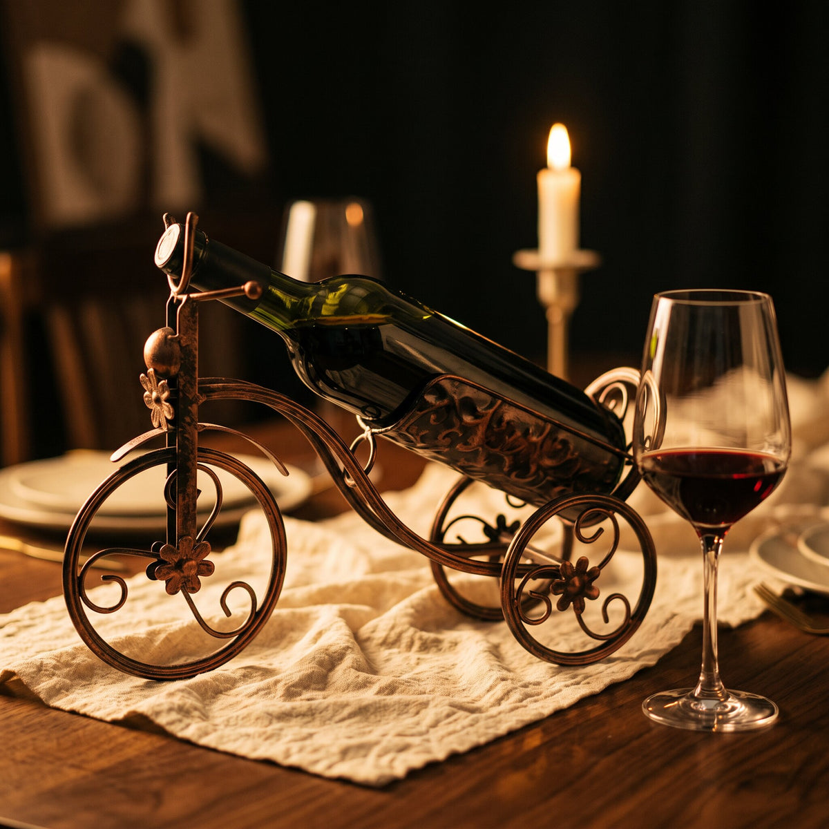 Porte-bouteille de Vin Bicyclette Métal - ambiance
