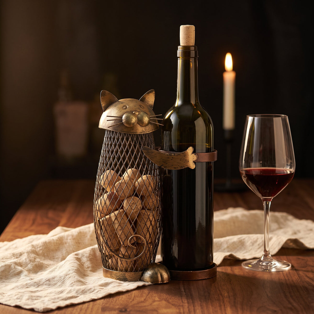 Porte-bouteille de Vin Chat Métal - ambiance