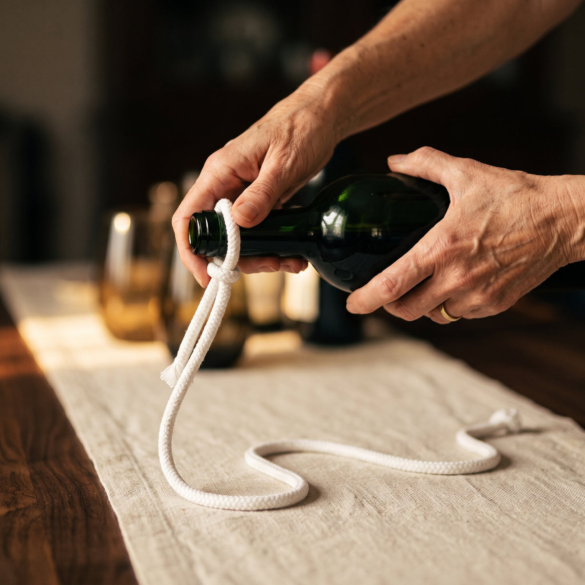 Porte-bouteille de Vin Corde - main d'échelle