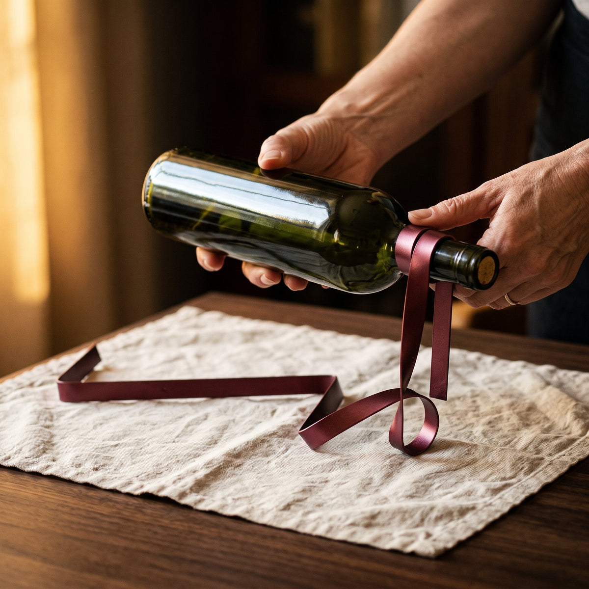 Porte-bouteille de Vin Ruban - main d'échelle