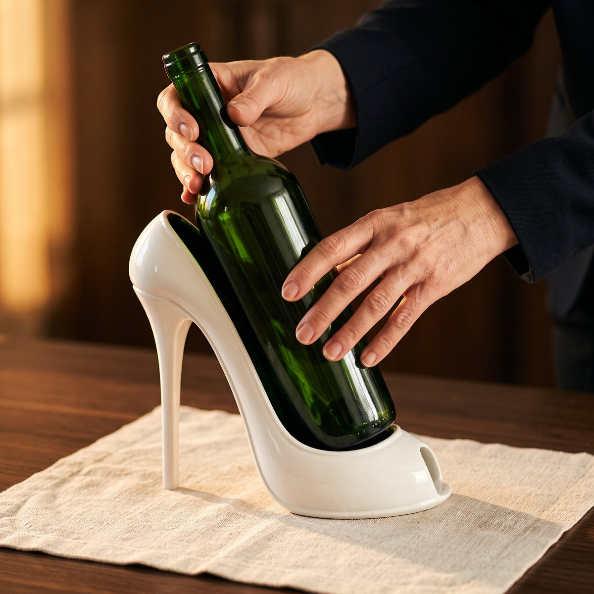 Porte-bouteille de Vin Talon Blanc - main d'échelle