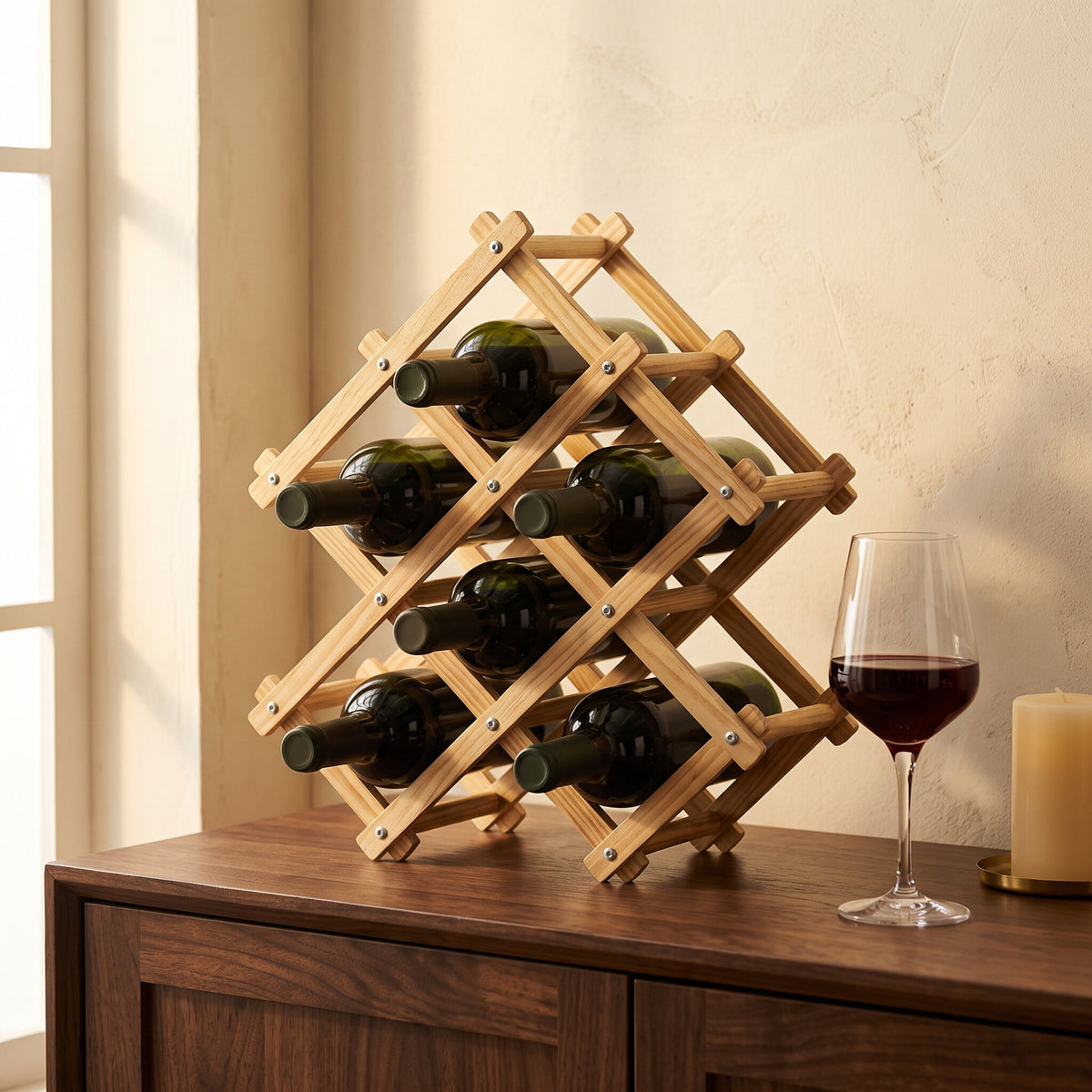 Range bouteille de vin en bois - ambiance