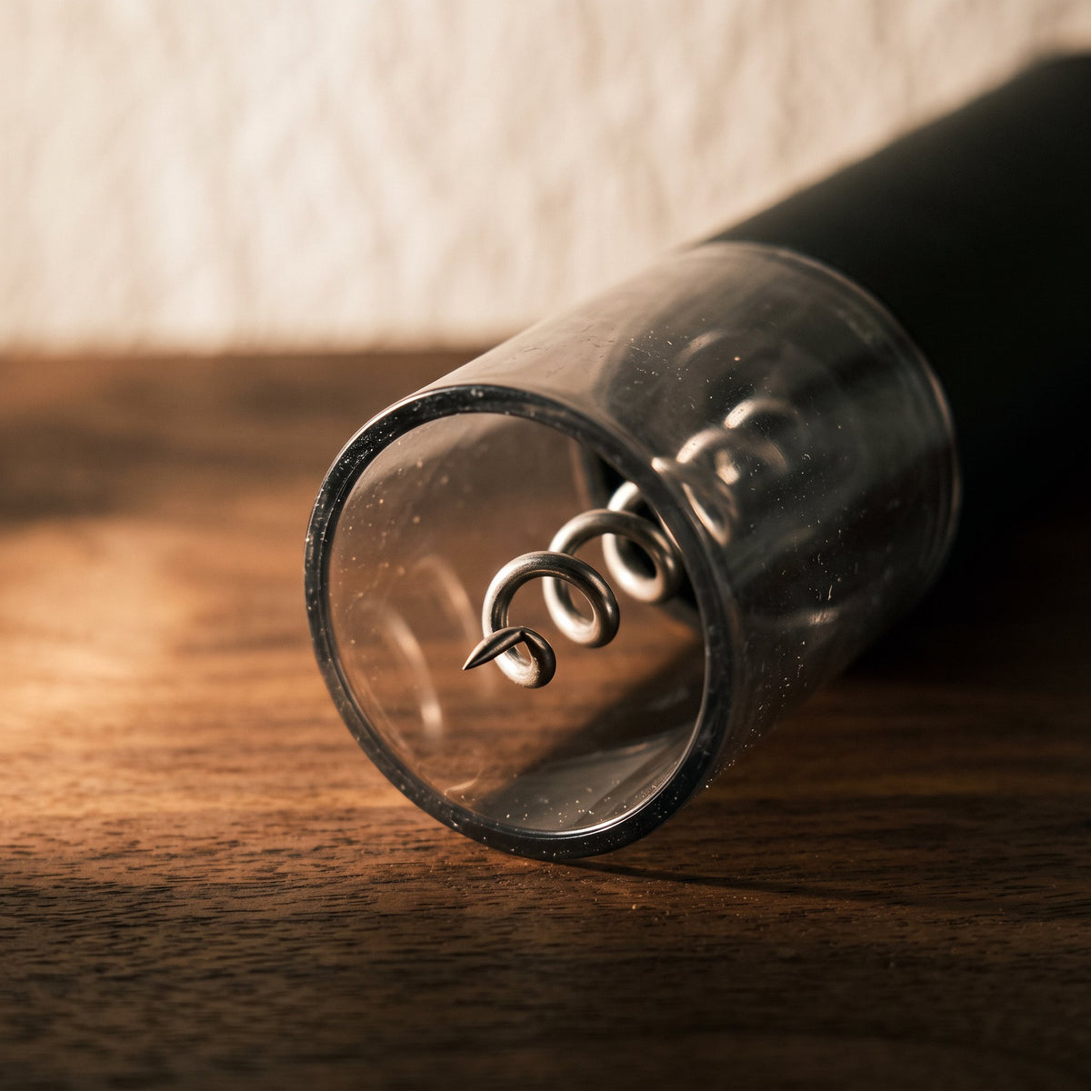 Détail de la vrille en acier inoxydable du tire-bouchon électrique Professionnel