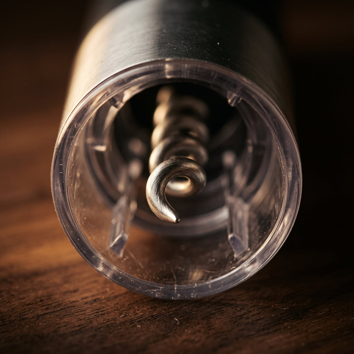 Détail de la vrille en acier inoxydable du tire-bouchon électrique Prestige