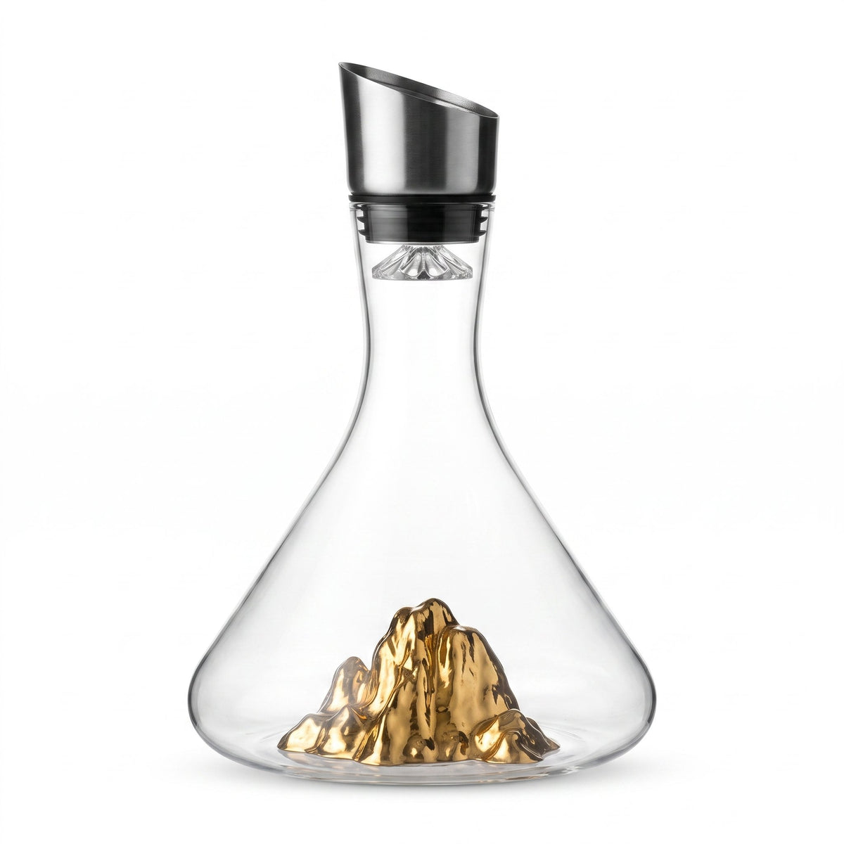 Carafe à vin Iceberg Doré avec montagne dorée — packshot fond blanc